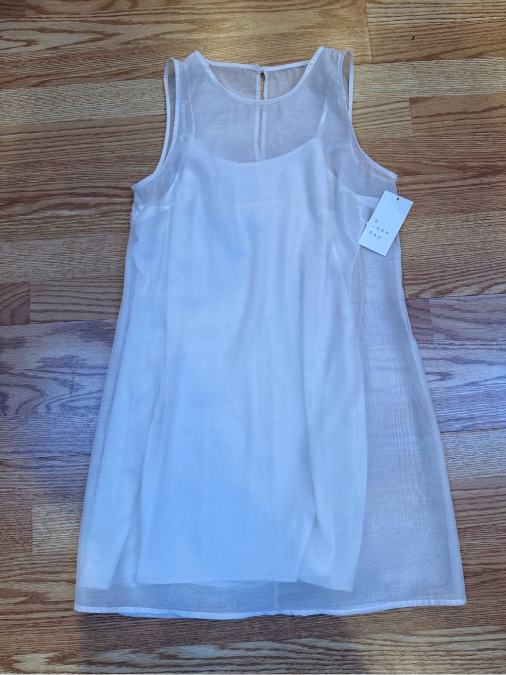 a new day White Sheer Layered Mini Dress size  XL